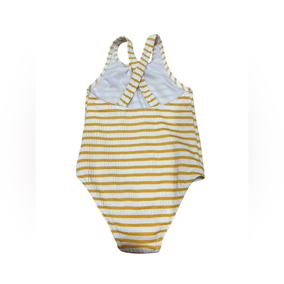 Zara Girls Toddler White Orange Stripe Bow One Piece Swimsuit size 12-24 months - Picture 4 of 7
